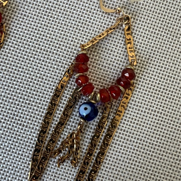 Earrings chandelier EVIL eye and carnelian - Picture 2 of 3